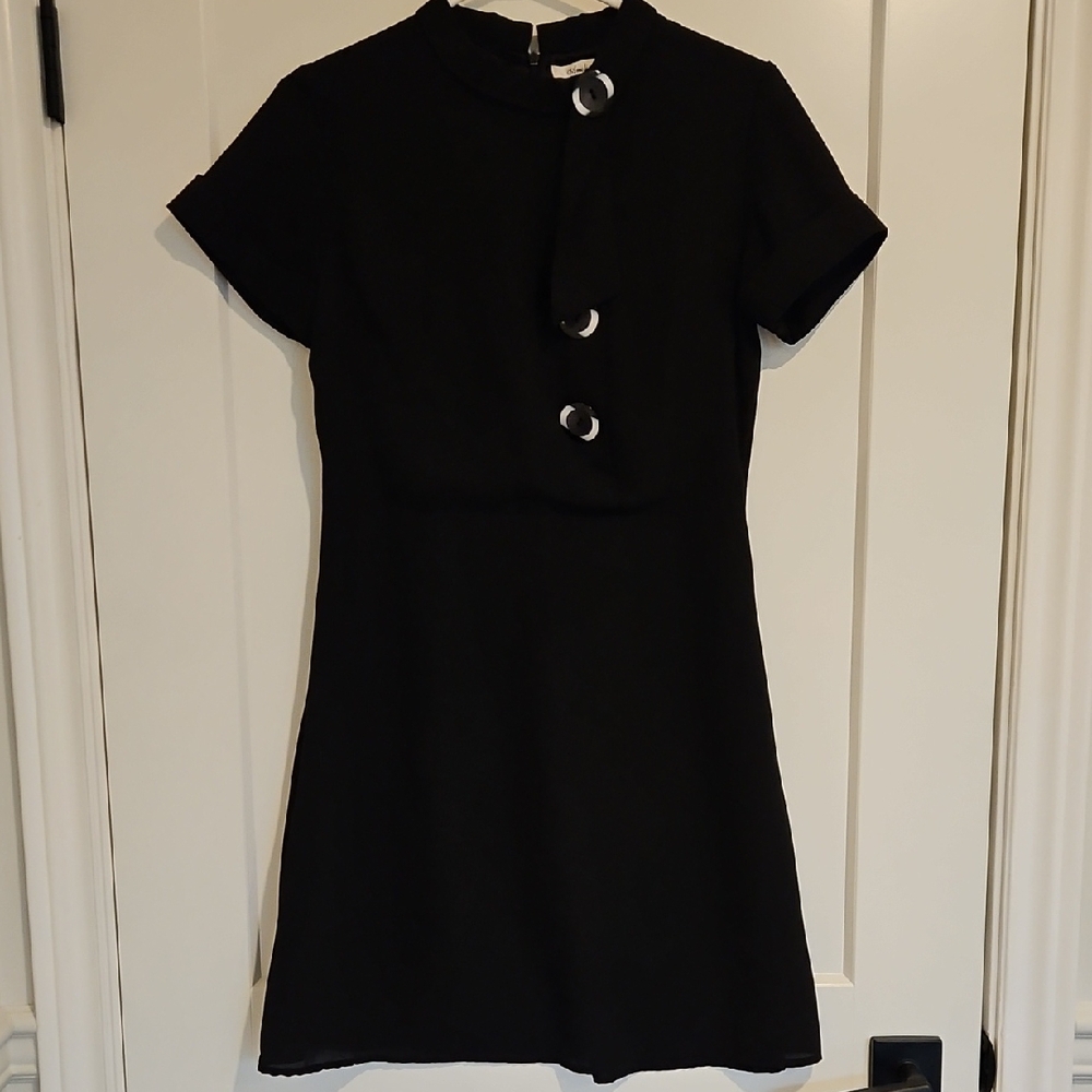 Amelia Vintage Inspiref Black Short Sleeve Dress with Button Accents